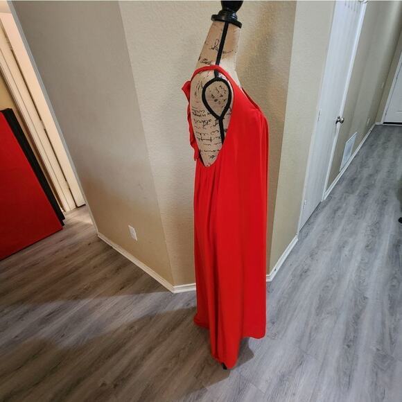 Lane Bryant red high low toga ruffled back flowy chiffon dress plus size 18/20 - Picture 6 of 9